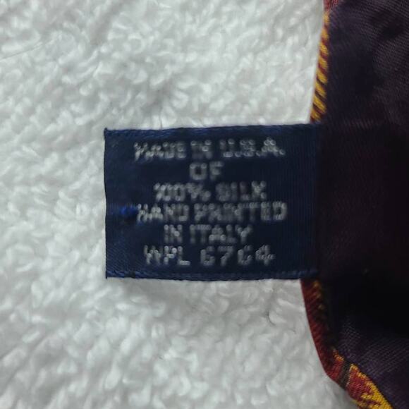 Nautica red yellow plaid pheasant bird silk tie - Picture 6 of 7